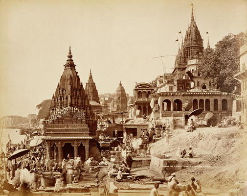 Vishnu Pud and Other Temples, Benares (sepia photo) from Samuel Bourne
