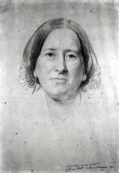 First Study for the Portrait of George Eliot (Mary Ann Evans) (1819-1880) 1860  (b&w photo) from Samuel Laurence