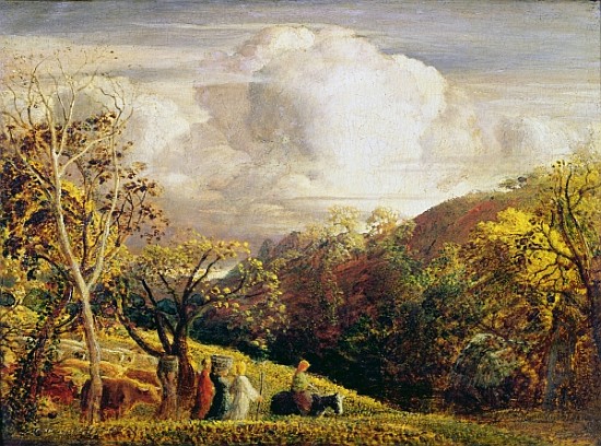 Landscape, figures and cattle (w/c and bodycolour on paper) from Samuel Palmer