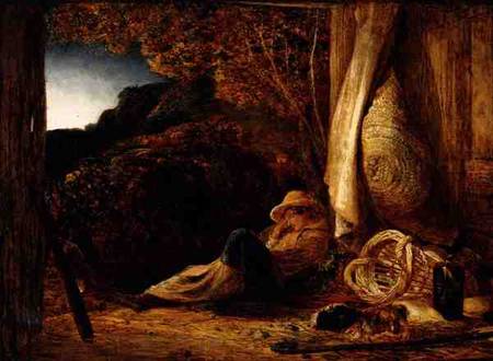 The Sleeping Shepherd, 1834 (tempera with oil glaze on paper, laid on panel) from Samuel Palmer