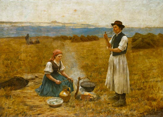 Ungarisches Bauernpaar beim Bereiten des Abendmahls. from Sandor Bihàri