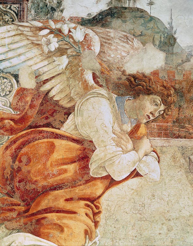The Annunciation, detail of the Archangel Gabriel, from San Martino della Scala from Sandro Botticelli