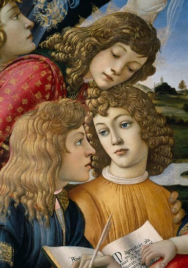 The Madonna of the Magnificat, detail of three boys from Sandro Botticelli