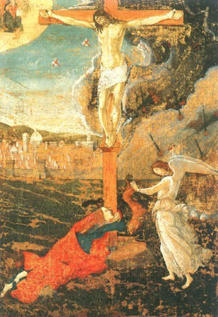 Kreuzigung mit der büßigen Maria Magdalena und einem Engel from Sandro Botticelli