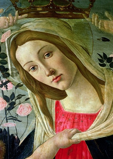Madonna and Child Crowned Angels, detail of the Madonna from Sandro Botticelli