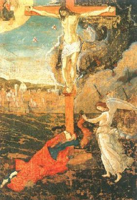 Kreuzigung mit der büßigen Maria Magdalena und einem Engel