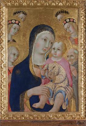 Madonna with Child, Saints Apollonia and Bernardino and four angels