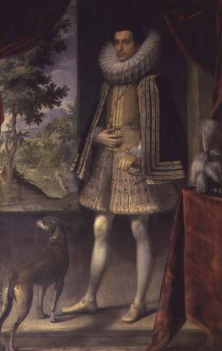 Portrait of a gentleman with a dog (pair of 78787) from Santo Peranda