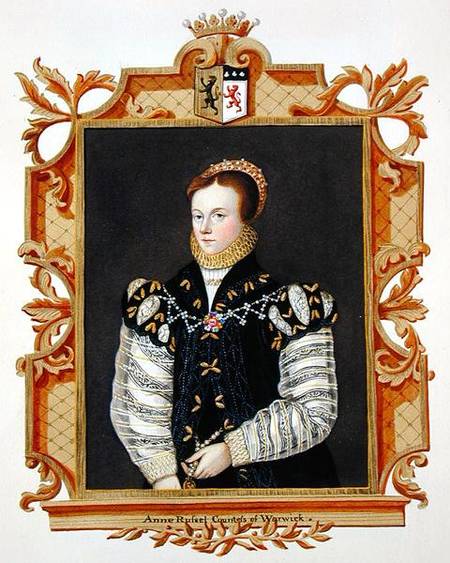 Portrait of Anne Russell (d.1604) Countess of Warwick from 'Memoirs of the Court of Queen Elizabeth' from Sarah Countess of Essex