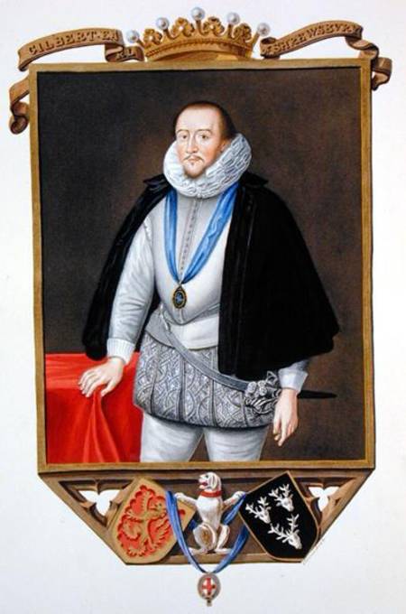 Portrait of Gilbert Talbot (1553-1616) 7th Earl of Shrewsbury from 'Memoirs of the Court of Queen El from Sarah Countess of Essex