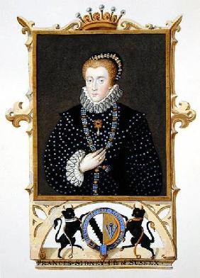 Portrait of Frances Sidney (d.c.1589) Countess of Sussex from 'Memoirs of the Court of Queen Elizabe