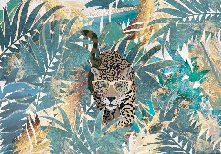 Jaguar-Dschungellandschaftswandgemälde