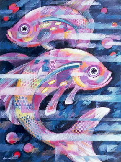 Fishstream (acrylic and oil pastel on paper)  from Sarah  Porter