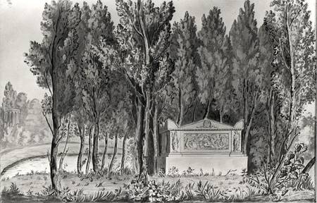 Jean-Jacques Rousseau's (1712-78) tomb at Ermenonville from Savigny