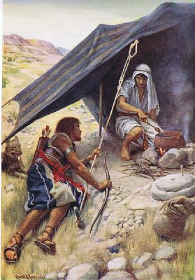 Esau verkauft sein Erstgeburtsrecht, Illustration aus Pictures That Teach The Crown Series, 1920