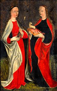 Die hll. Apollonia und Agnes Flügel eines Pentaptychons aus Pasiecznik from Schlesischer Maler aus Löwenberg