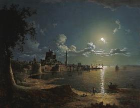 Moonlight Scene, Southampton, 1820 (oil on canvas)