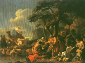 Jacob vergräbt die Götzenbilder unter der Eiche von Sichem
