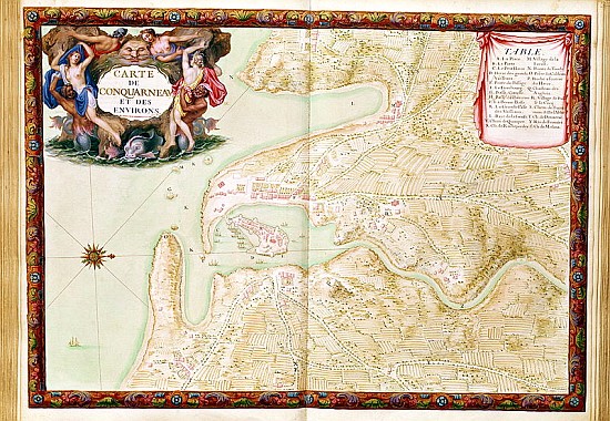 Ms 988 volume 3 fol.31 Map of Concarneau, from the ''Atlas Louis XIV'', 1683-88 from Sebastien Le Prestre de Vauban