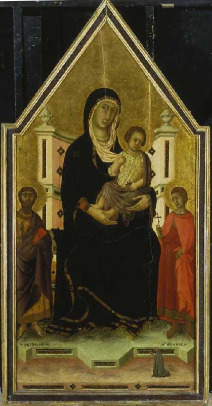 Madonna mit Kind und den heiligen Bartholomäus und Ansanus. from Segna di Buonaventura