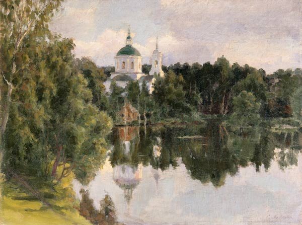 Blick über den Fluss auf ein russisches Kloster from Sergej Dimitir Miloradowitsch