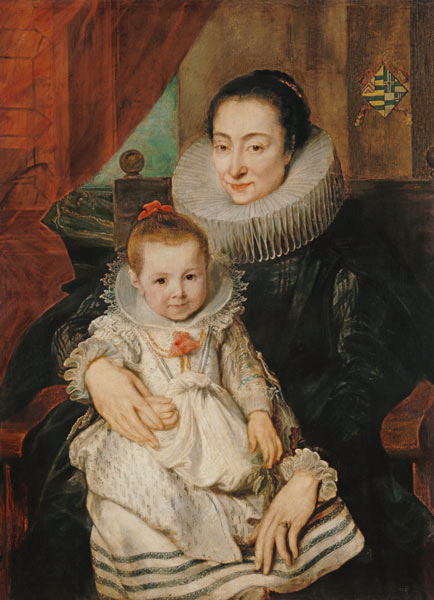 Bildnis der Marie Clarisse, Frau des Jan Woverius, mit ihrem Kind. from Sir Anthonis van Dyck
