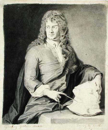 Portrait of Grinling Gibbons (1648-1721) from Sir Godfrey Kneller