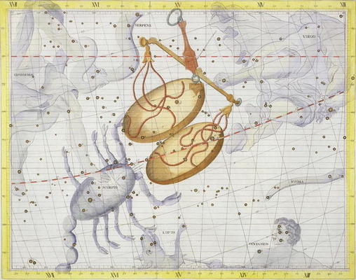 Constellation of Libra, plate 7 from 'Atlas Coelestis', by John Flamsteed (1646-1710), published in from Sir James Thornhill