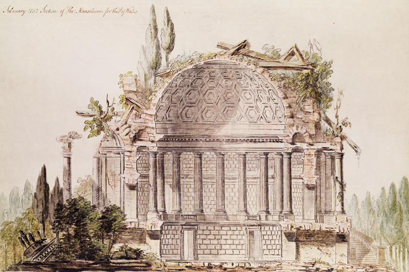 Architectural drawing for mausoleum for Frederick, Prince of Wales (1707-51) from Sir William Chambers