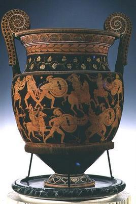 Red-figure volute krater depicting the Battle of the Greeks and the Amazons, Apulian (ceramic) (see