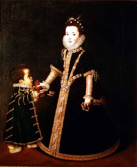 Girl with a dwarf, thought to be a portrait of Margarita of Savoy, daughter of the Duke and Duchess from Sofonisba Anguisciola