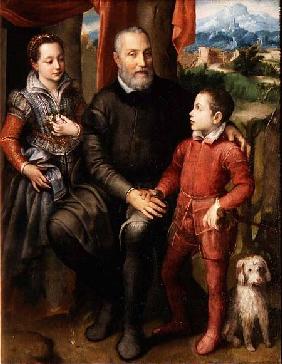 Portrait of the artist's family, Minerva (sister) Amilcare (father) and Asdrubale (brother)