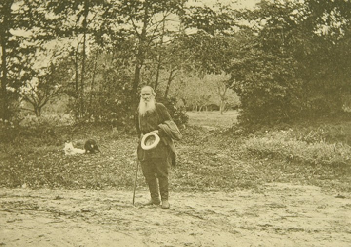 Leo Tolstoy walking in Yasnaya Polyana from Sophia Andreevna Tolstaya