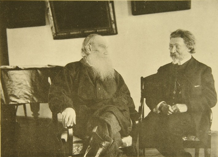 Leo Tolstoy with the painter Ilya Repin (1844–1930) from Sophia Andreevna Tolstaya