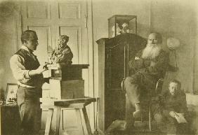 Leo Tolstoy and the sculptor Prince Paolo Troubetzkoy (1866-1938)