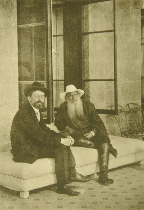 Leo Tolstoy and the Author Anton Chekhov in Gaspra from Sophia Andreevna Tolstaya