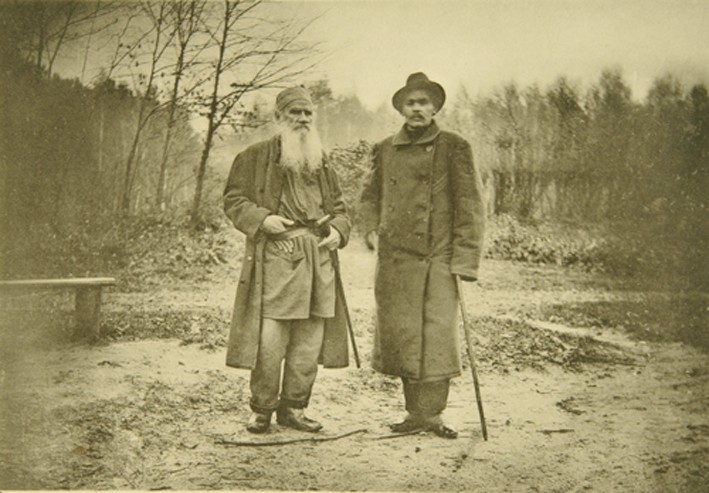 Leo Tolstoy and the author Maxim Gorky (1868-1936) from Sophia Andreevna Tolstaya