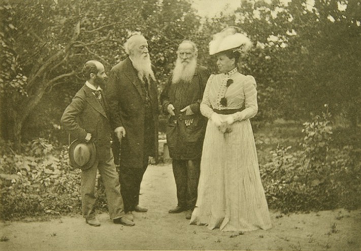 Leo Tolstoy and Sophia Andreevna with Sculptor Eliah Ginsburg (1859-1939) and critic Vladimir Stasov from Sophia Andreevna Tolstaya
