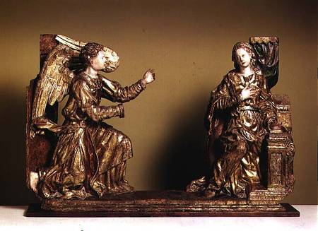 The Annunciation, Painted Wooden Sculpture from Spanish School