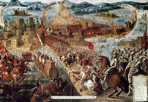 The Taking of Tenochtitlan by Cortes from Spanish School