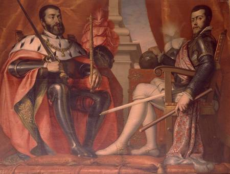 Carlos I (1500-58) and Felipe II (1527-99) from Spanish School