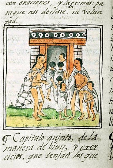 Ms Palat. 218-220 Book IX Young children entering a house, from the ''Florentine Codex'' by Bernardi from Spanish School