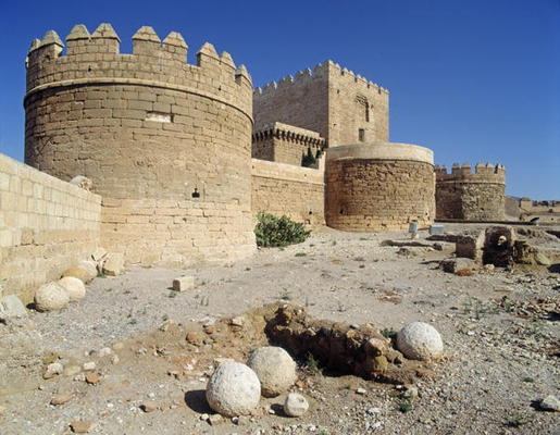 View of the castle exterior with un-earthed canonballs (photo) from Spanish School, (15th century)