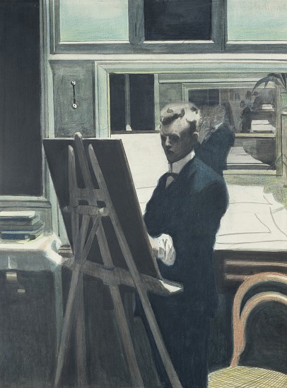 Self Portrait with Easel in the Mirror from Leon Spilliaert