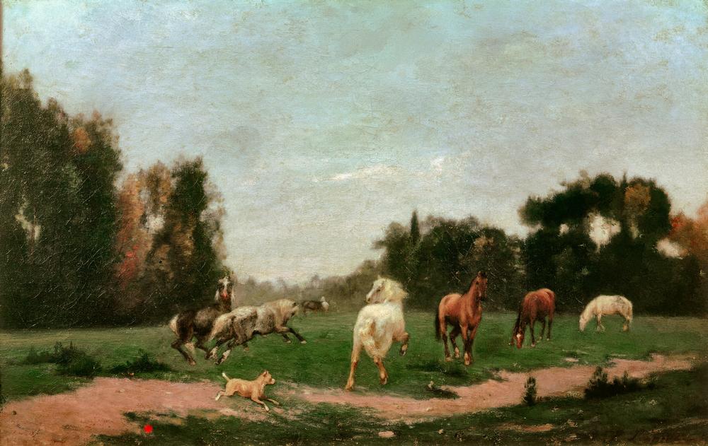 Horses Frolicking in the Meadow from Stanislas Lépine