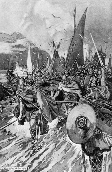 The Northmen taking Possession of Iceland (litho) from Stephen Reid