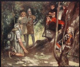 Saint Louis of France in the Wood of Vincennes, illustration from Helmet & Cowl: Stories of Monastic