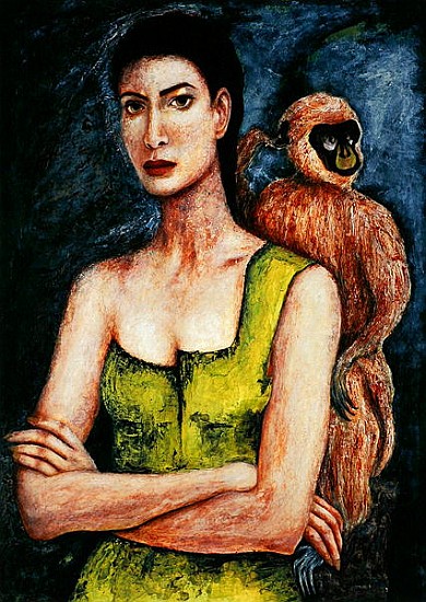 Mrs. Coulter and her Daemon, 2005-06 (pen & ink and oil on paper)  from Stevie  Taylor