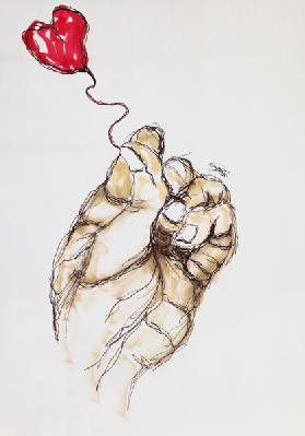 Holding You, 1996 (pen & w/c on paper) 