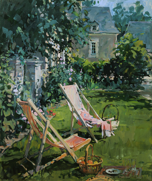 Deck Chairs at Coudray, 1998 (oil on canvas)  from Susan  Ryder